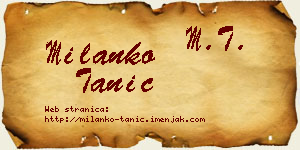 Milanko Tanić vizit kartica